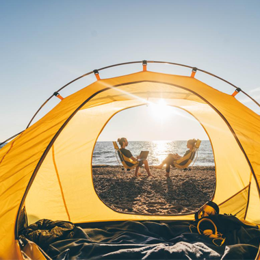 Eco-friendly Maldives campsite with beachfront tents